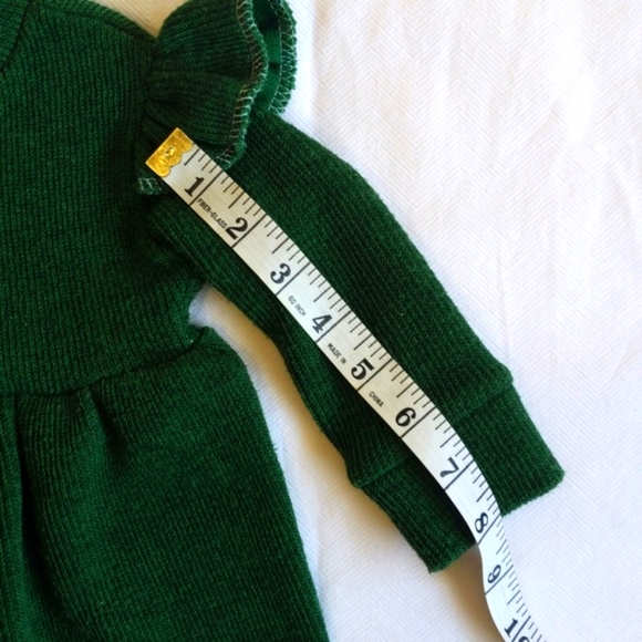 handmade green plush ribbed knit ruffle sweater dress 12-18 months baby girls - Picture 8 of 8